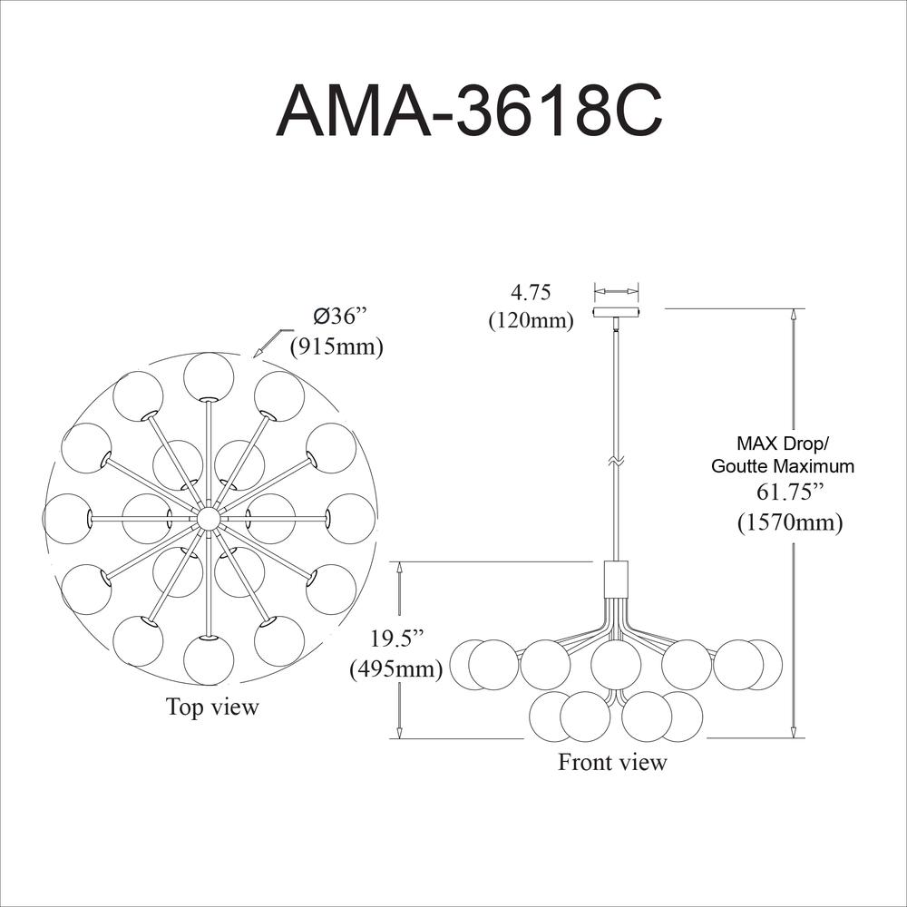 18LT Chandelier, AGB Finish, Opal Glass
