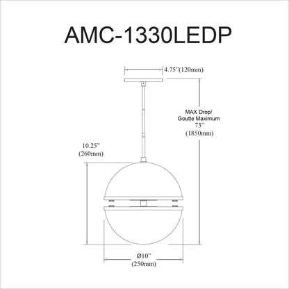 30W Pendant, MB, WH Glass