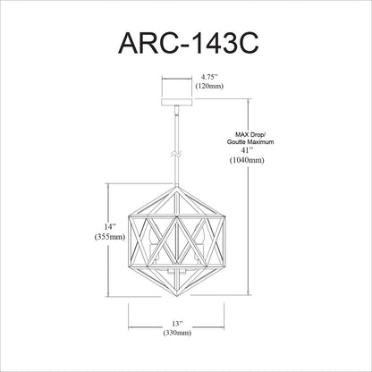 3LT Incandescent Chandelier, WH/VB