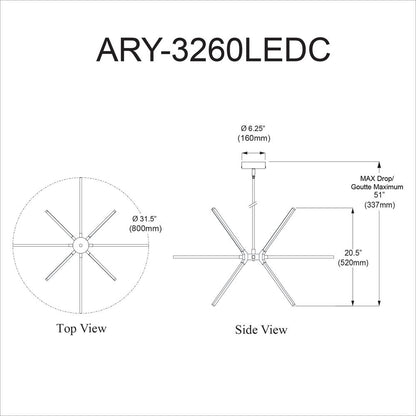 60W Chandelier AGB, WH Acrylic Diffuser