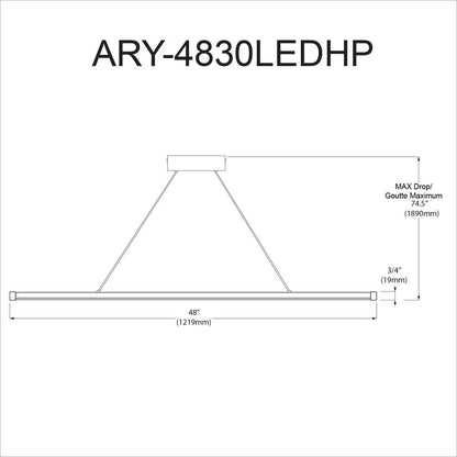 30W Horiz Pendant PC, WH Acrylic Diffuser