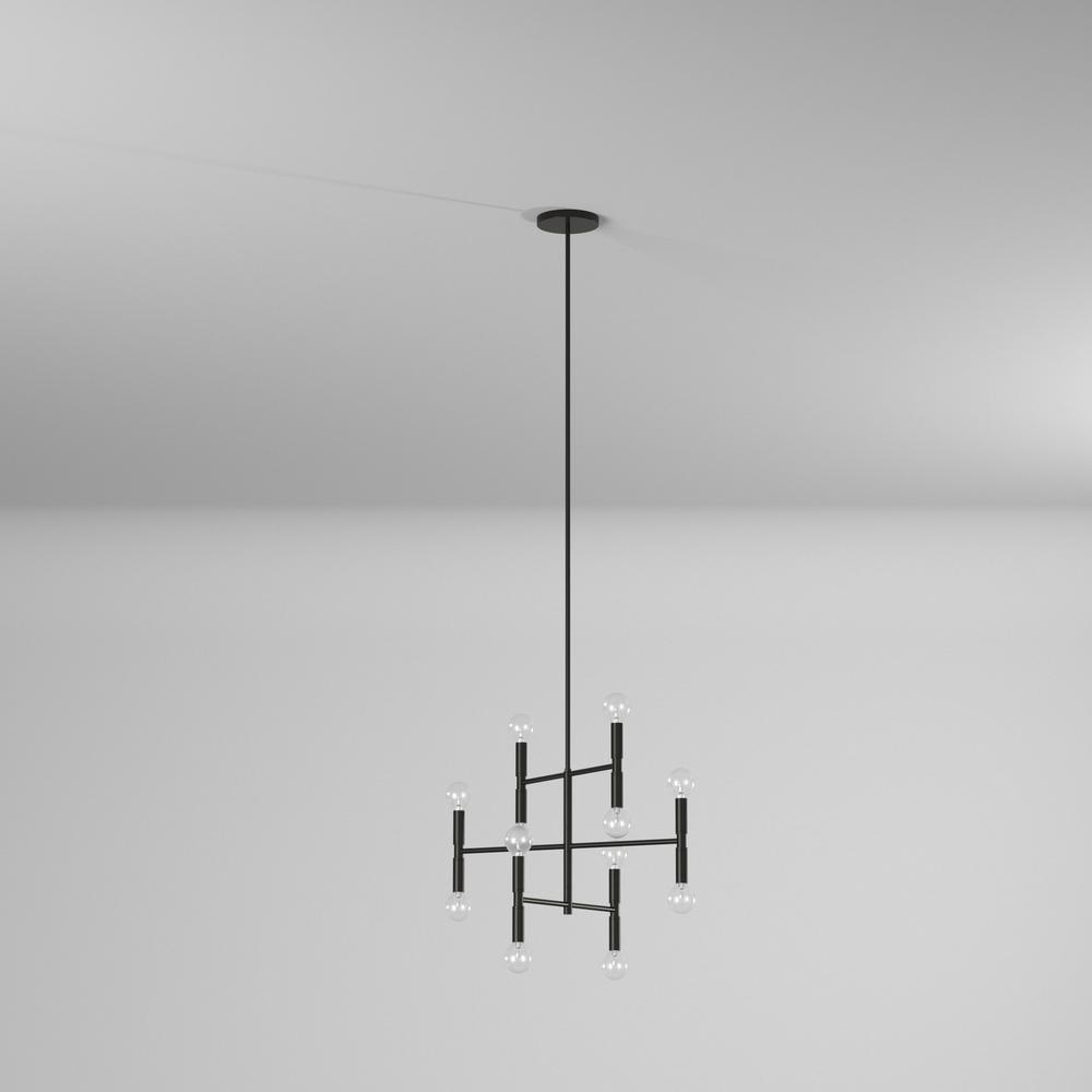 12LT Incandescent Chandelier, Matte Black