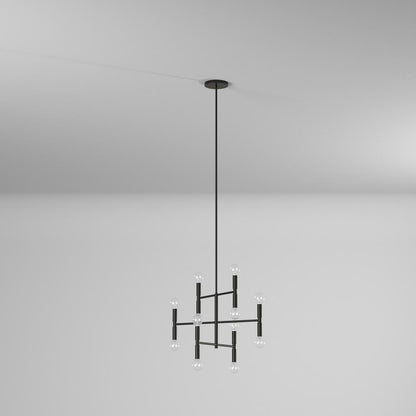 12LT Incandescent Chandelier, Matte Black