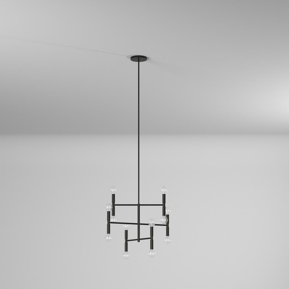 12LT Incandescent Chandelier, Matte Black