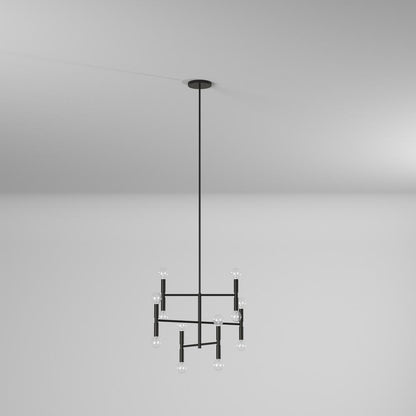 12LT Incandescent Chandelier, Matte Black