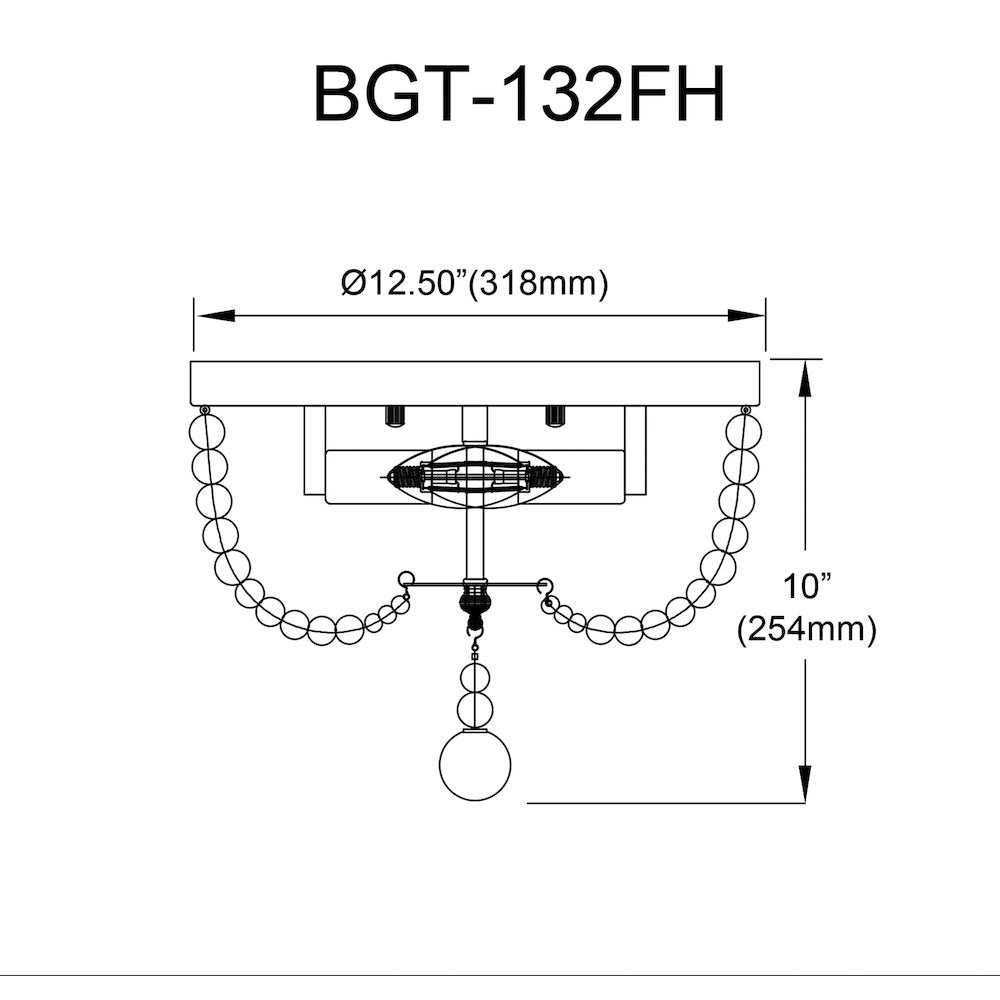2 Light Vintage White Beaded Flush Mount