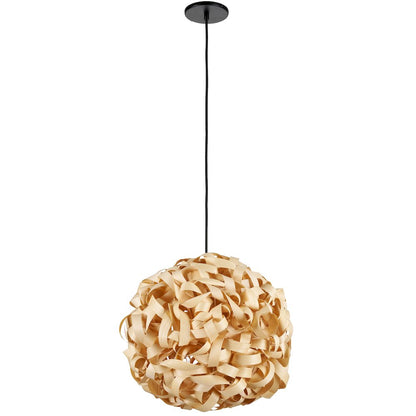 1 Light Incandescent Bamboo Pendant Matte Black