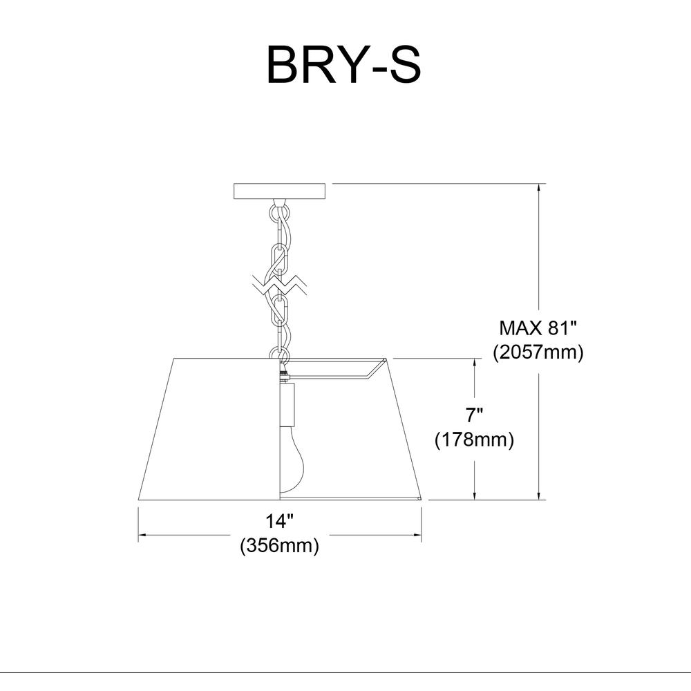 1LT Brynn Small Pendant, BLK/SV Shade, Black