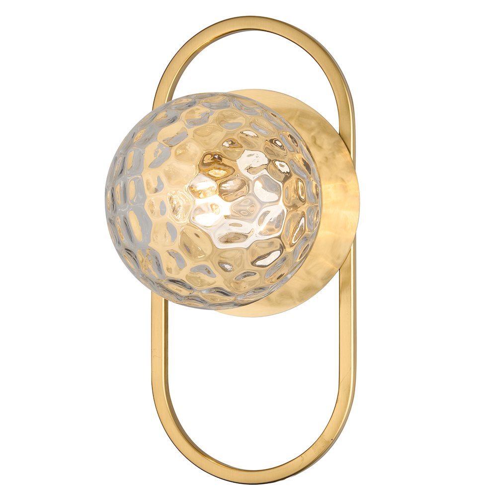 1 Light Aged Brass Wall Sconce w/ Clear Hammered Glass
