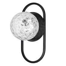 1 Light Matte Black Wall Sconce w/ Clear Hammered Glass