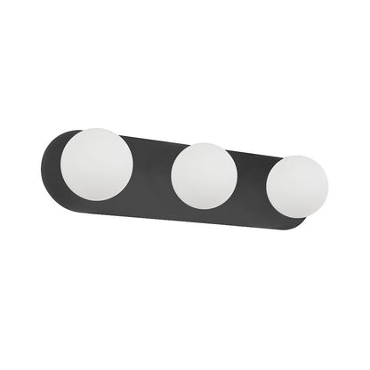 3 Light Vanity in Matte Black w/ White Opal Glass