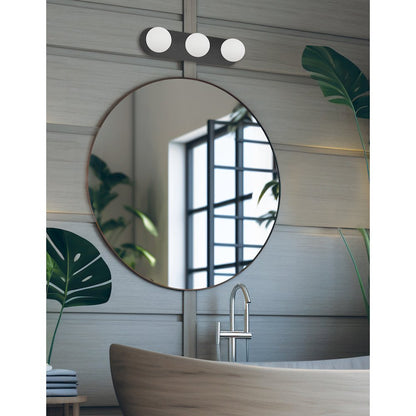 3 Light Vanity in Matte Black w/ White Opal Glass