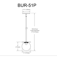 1 Light Halogen Burlat Pendant Matte Black & White