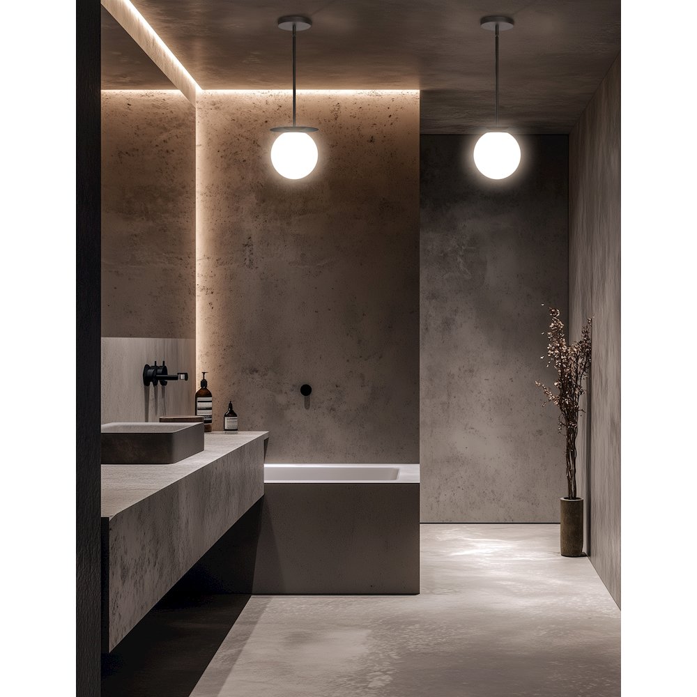 1 Light Halogen Burlat Pendant Matte Black & White
