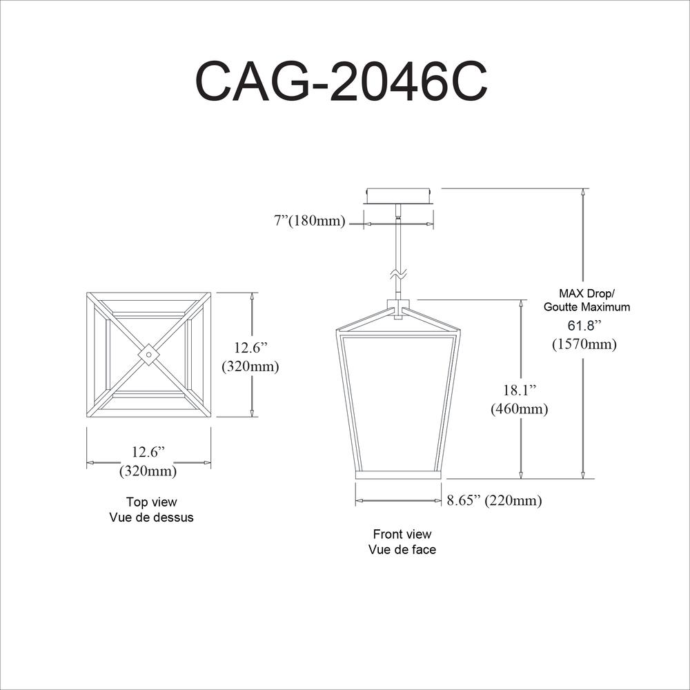 46W Chandelier, MB, WH Silicone Diffuser