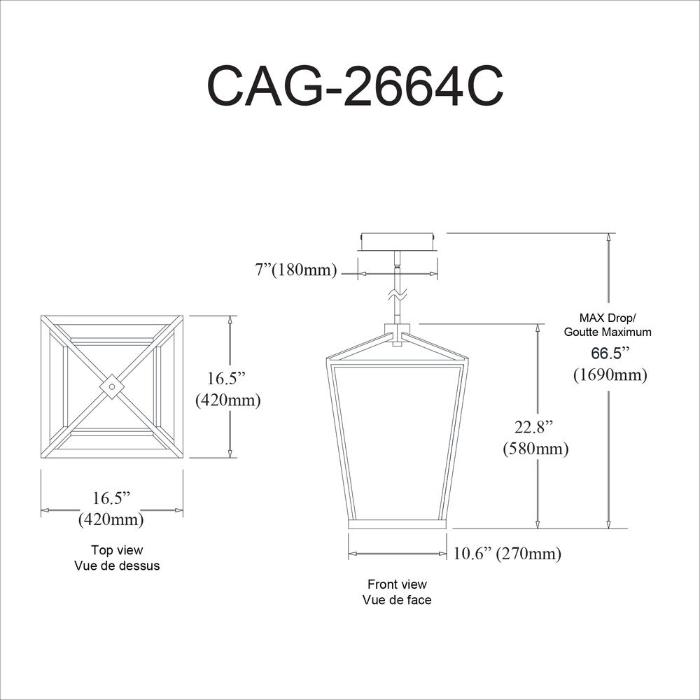 64W Chandelier, MB, WH Silicone Diffuser