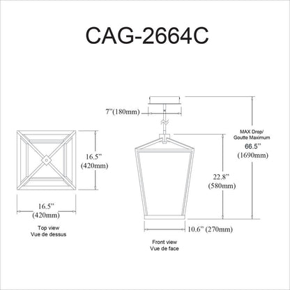 64W Chandelier, MB, WH Silicone Diffuser