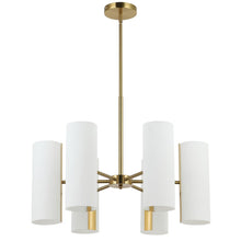 6 Light Aged Brass Chandelier w/ Opal Glass