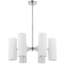 6 Light Satin Chrome Chandelier w/ Opal Glass