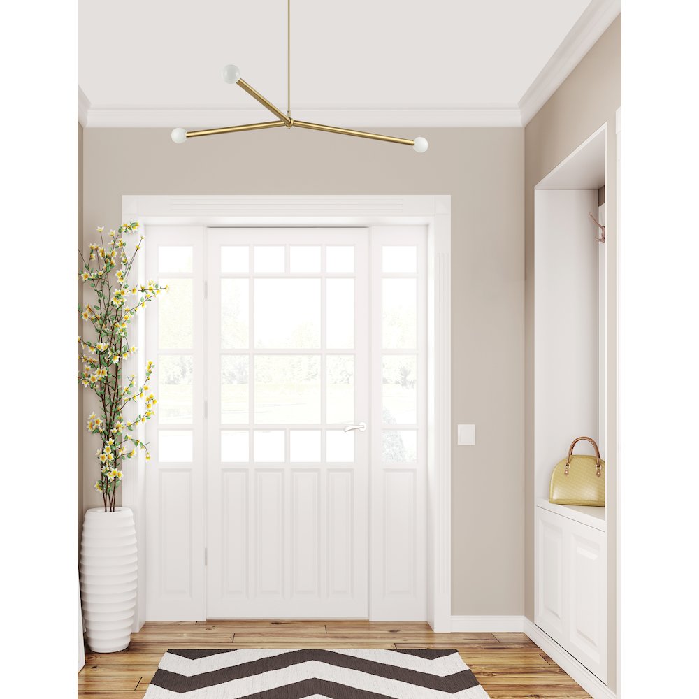 3 Light Incandescent Pendant Aged Brass