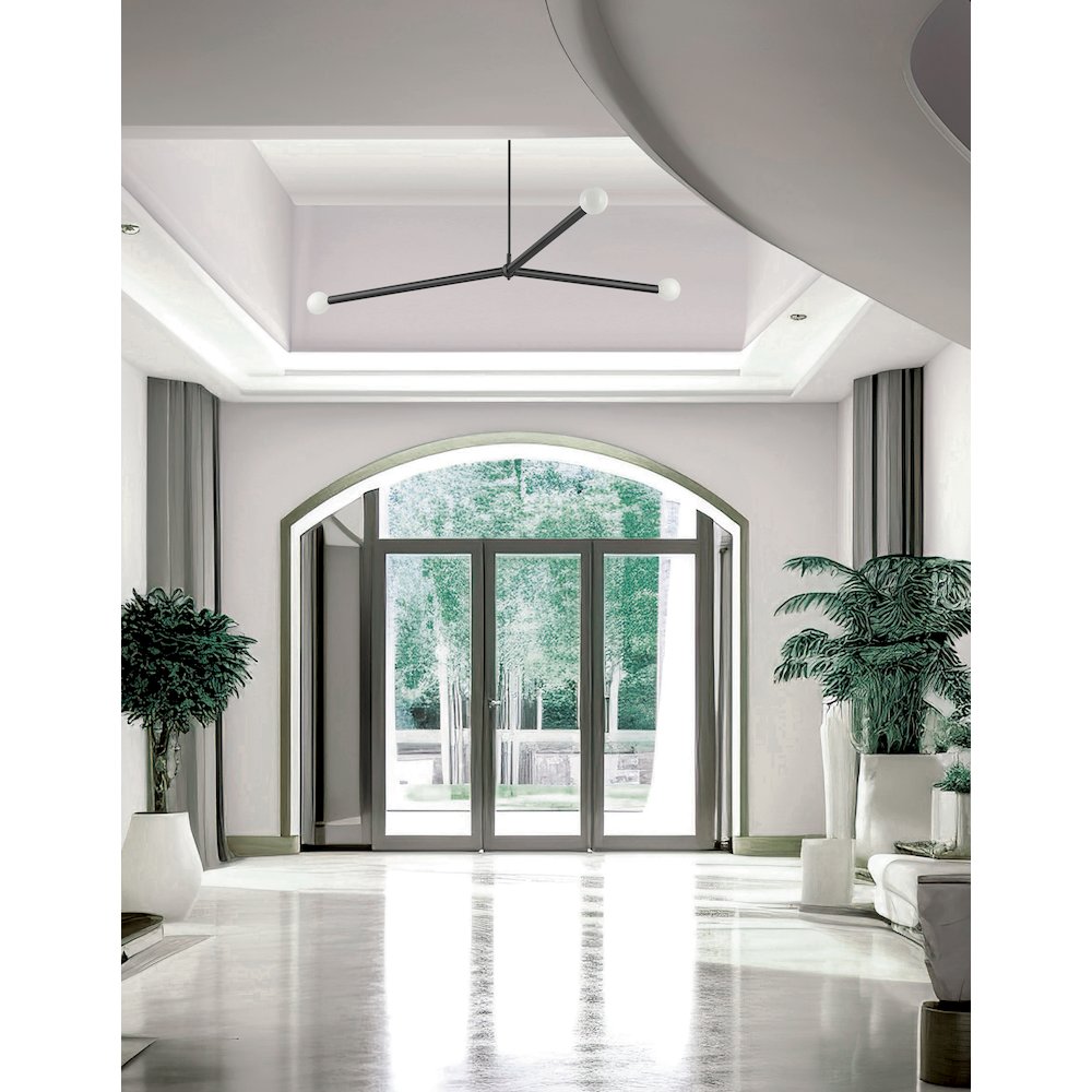 3 Light Incandescent Pendant Matte Black