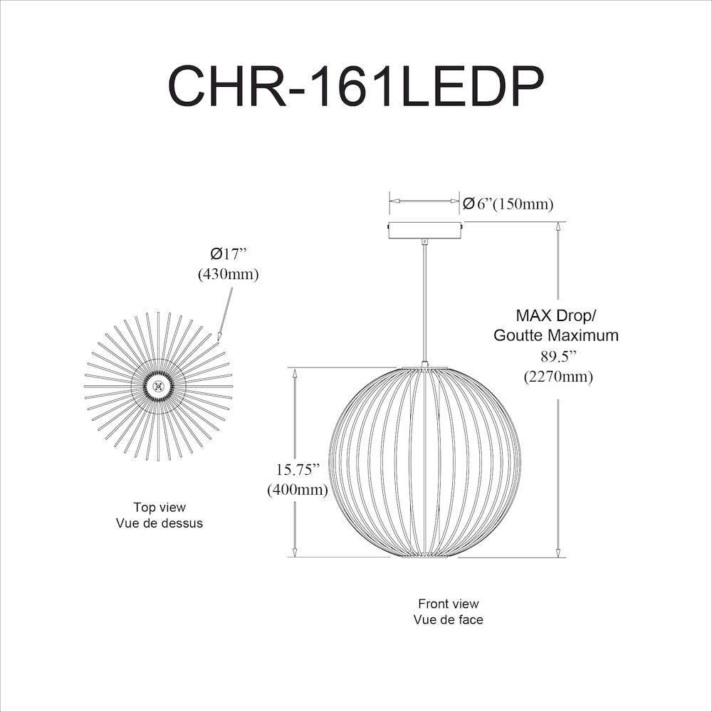 20W LED Pendant, Matte Black with White Acrylic Diffuser