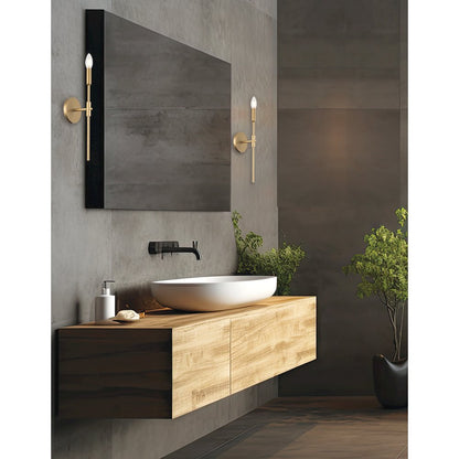 1 Light Incandescent Wall Satin Chrome Aged Brass