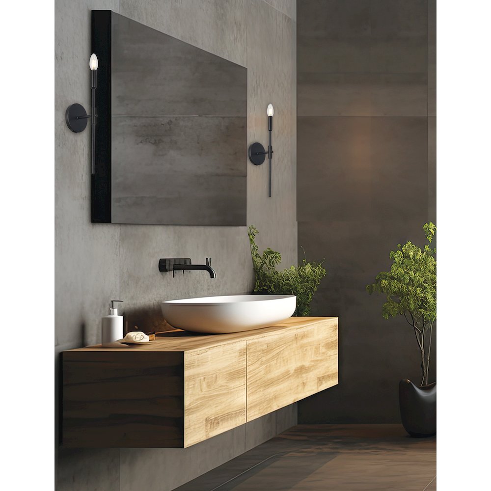 1 Light Incandescent Wall Satin Chrome Matte Black