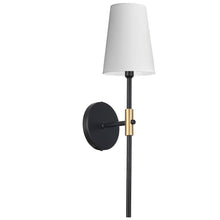 1 Light Incandescent Wall Sconce, Satin Chrome, Matte Black & Aged Brass