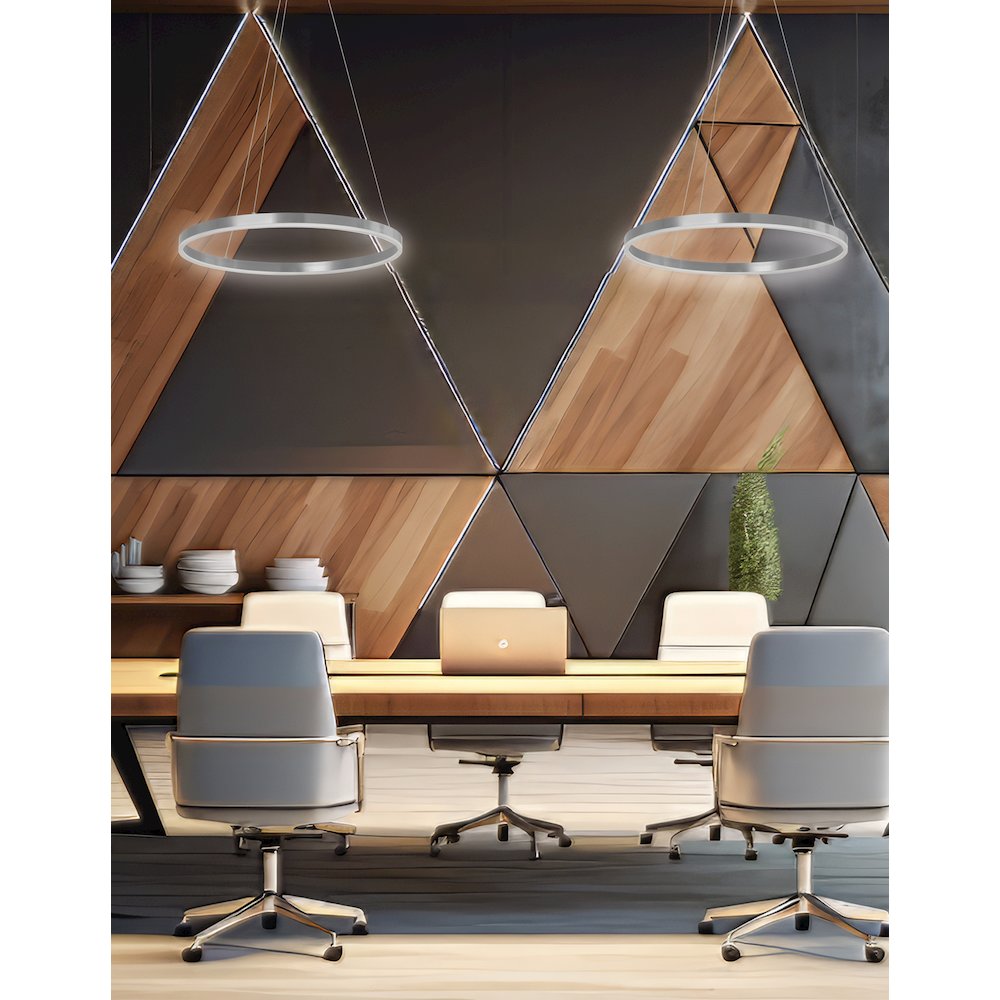 34W Colour Temperature Changing Chandelier, Silver with White Acrylic Diffuser