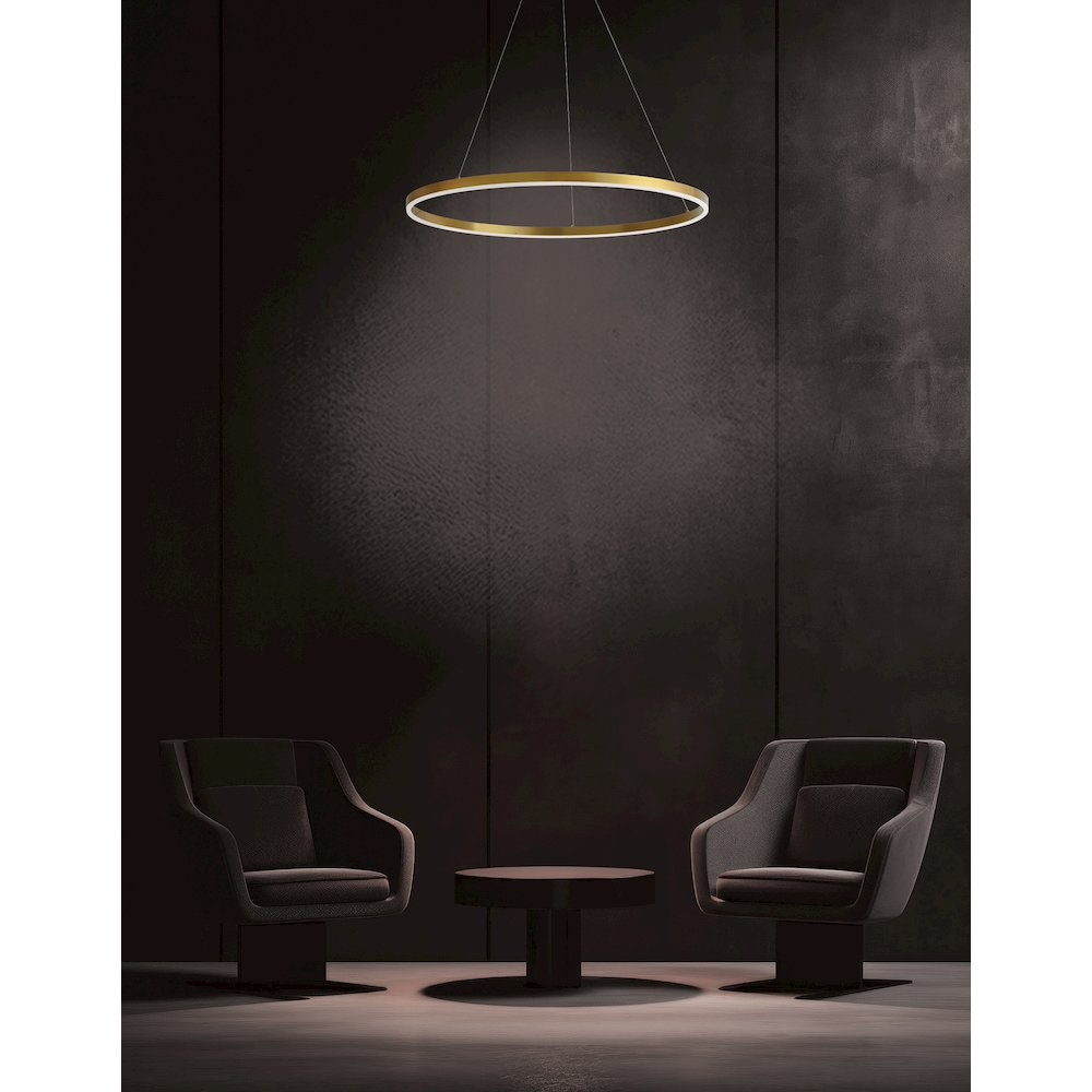 63W Colour Changing Temperature Chandelier, Aged Brass