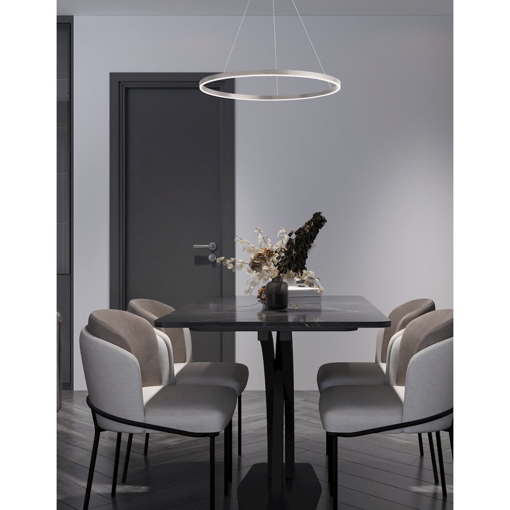 63W Colour Changing Temperature Chandelier, Silver with White Acrylic Diffuser