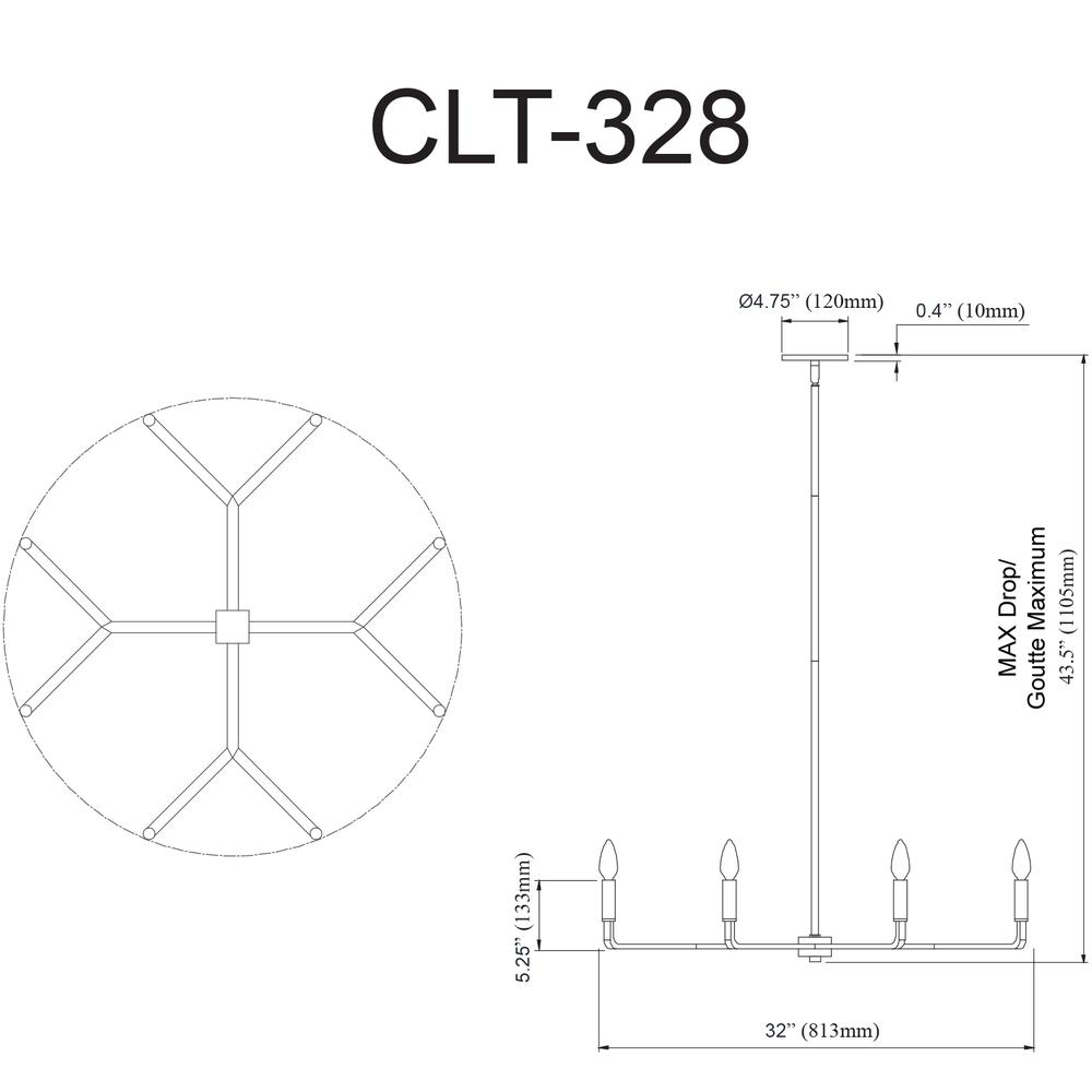 8LT Incandescent Chandelier, MB