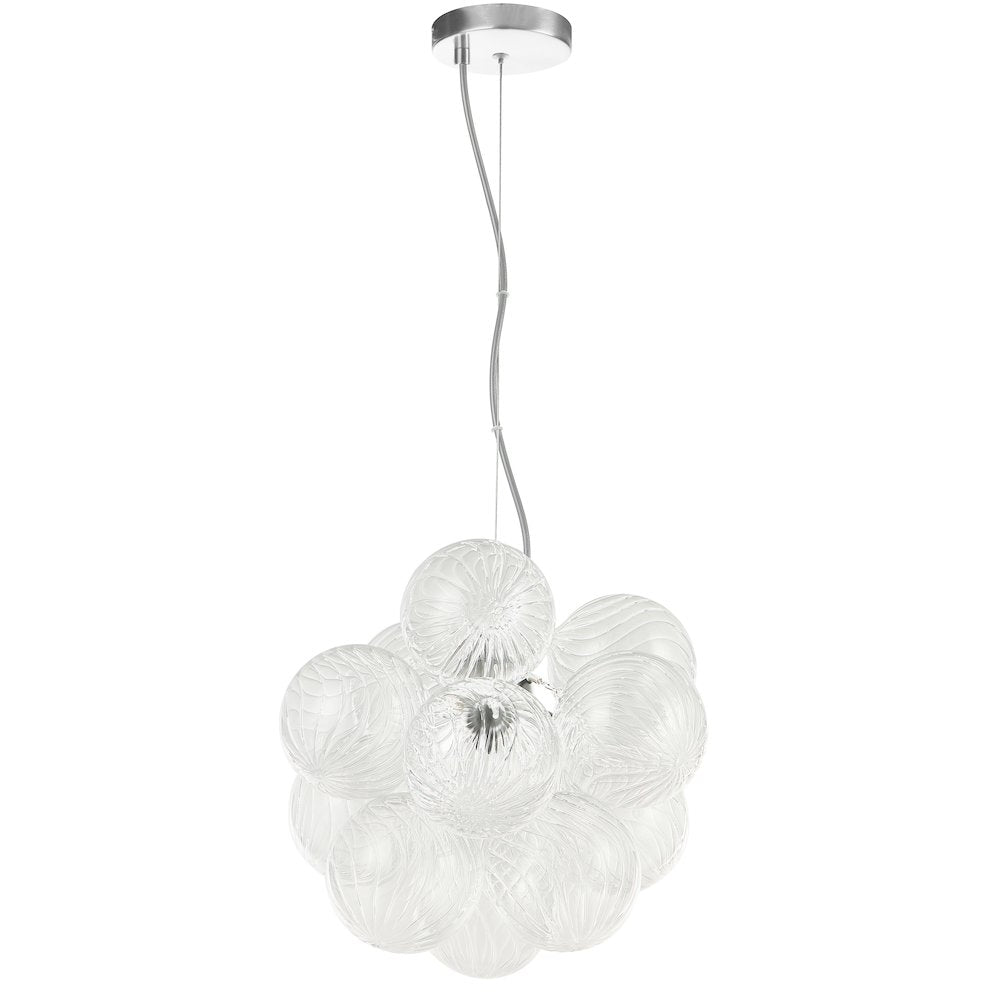 3 Light Polished Chrome Pendant w/ Clear Spiral Glass
