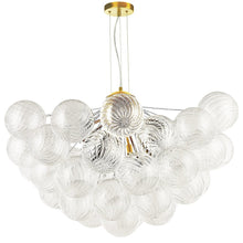12 Light Aged Brass Chandelier w/ Clear Spiral Glass