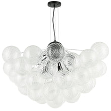 12 Light Matte Black Chandelier w/ Clear Spiral Glass