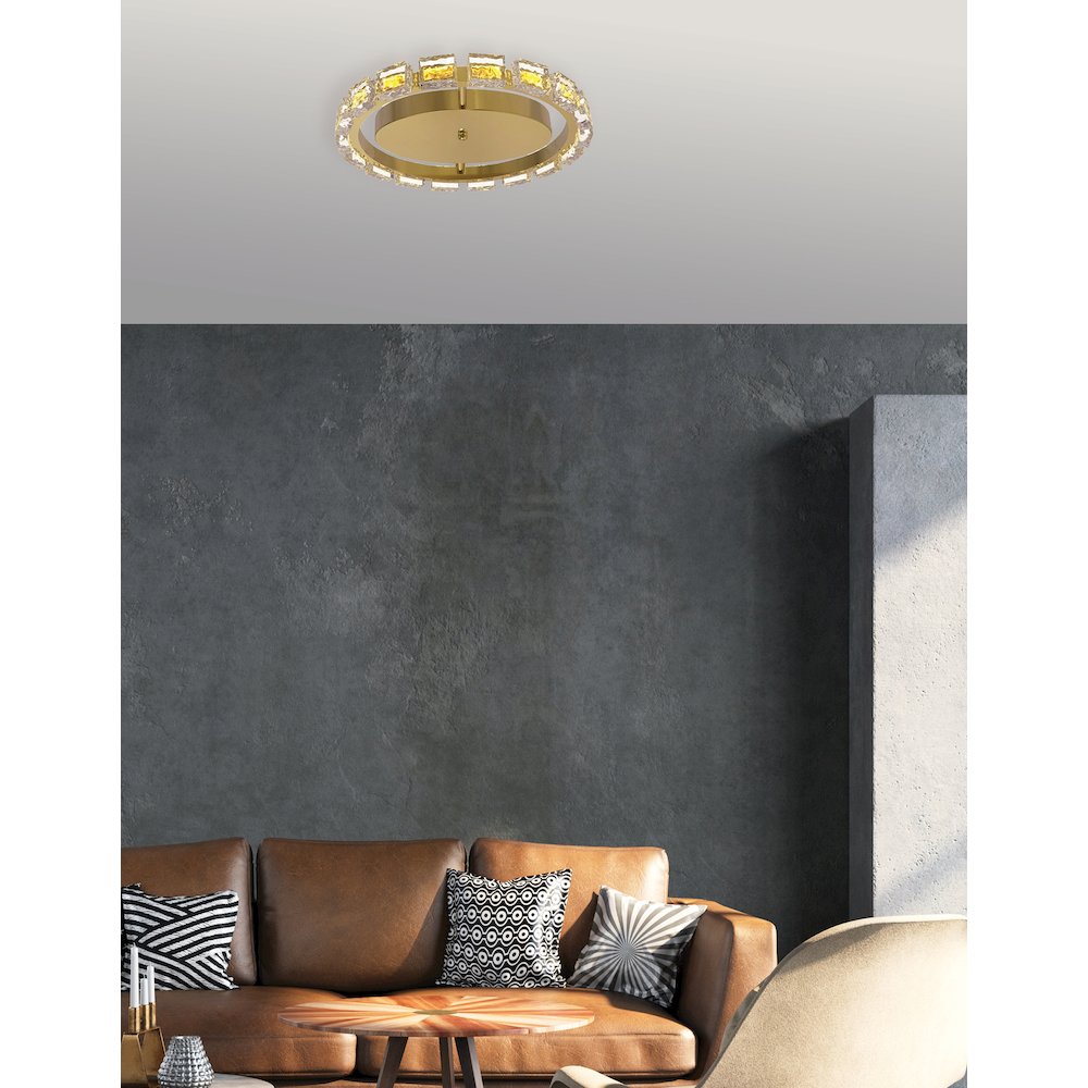 16W Flush Mount Aged Brass with Clear Acrylic