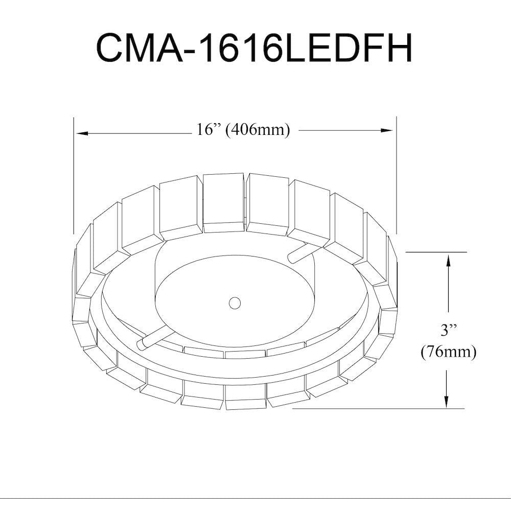 16W Flush Mount Matte Black with Clear Acrylic