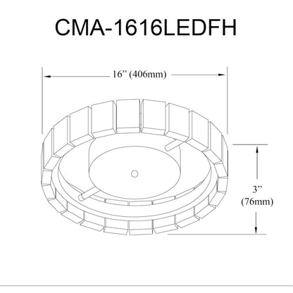 16W Flush Mount Matte Black with Clear Acrylic
