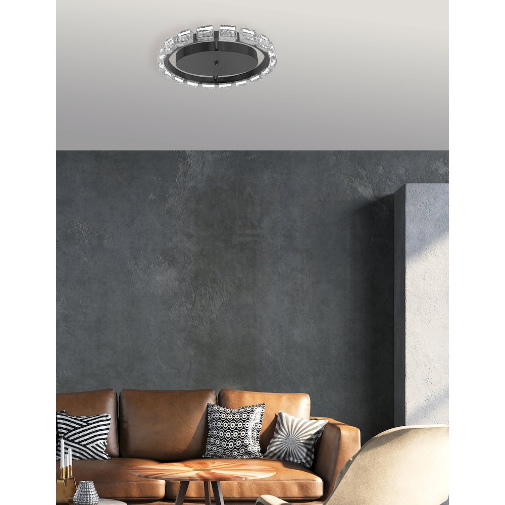 16W Flush Mount Matte Black with Clear Acrylic
