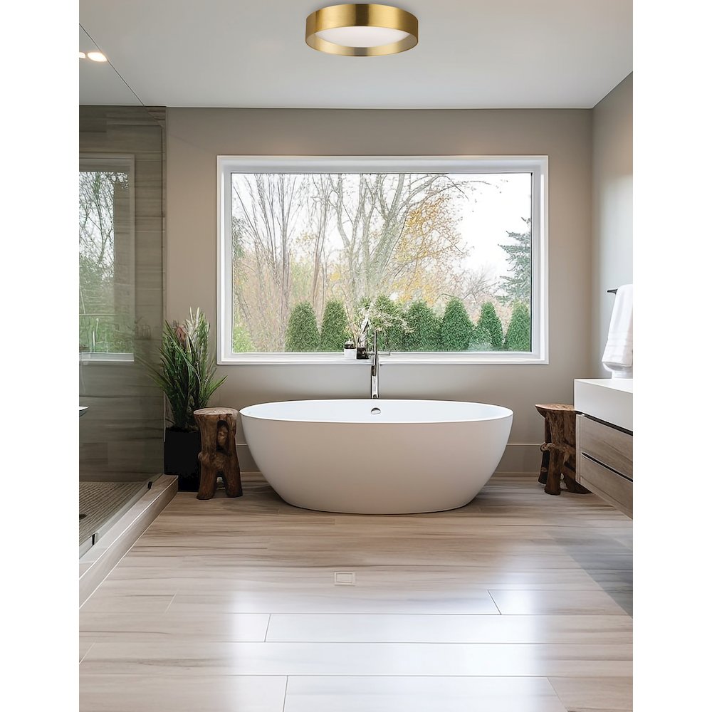 14W Flush Mount Aged Brass Metal Shade