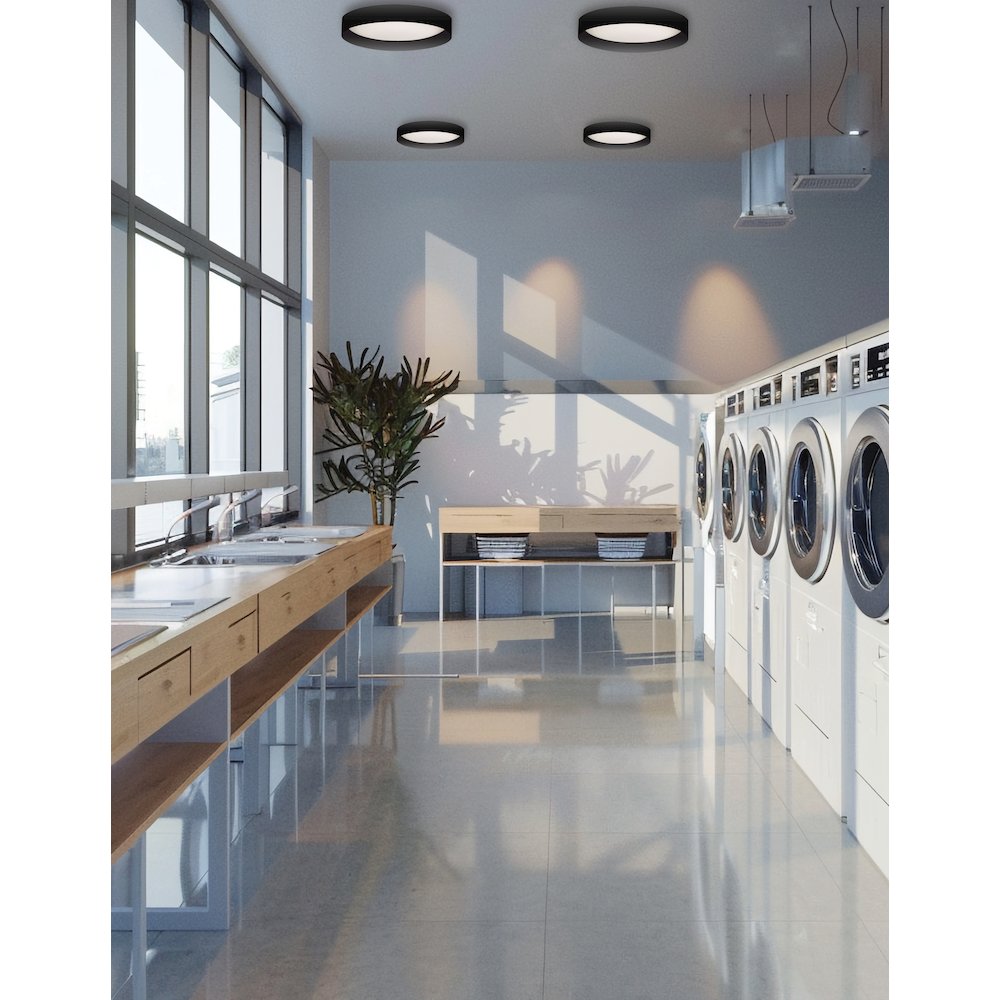 22W Flush Mount w/ Matte Black Metal Shade