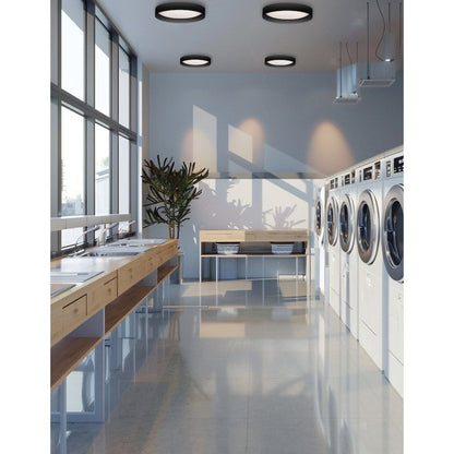 22W Flush Mount w/ Matte Black Metal Shade