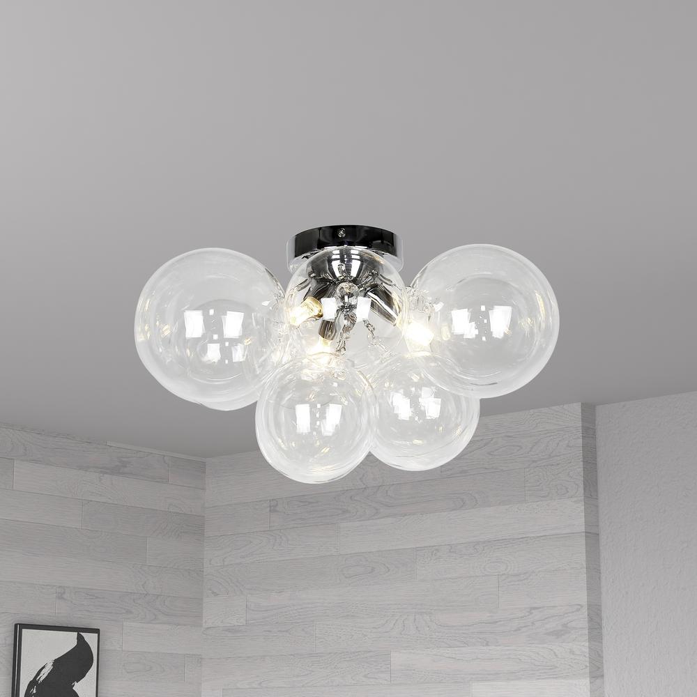 3LT Flush Mount, PC, Clear Glass