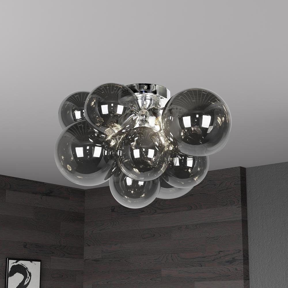 3LT Flush Mount, PC, Smoked Glass