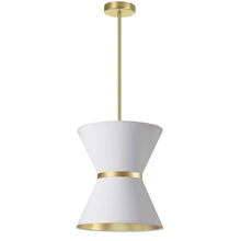 1LT Incand Pendant, AGB, GLD ring, WH/GLD Shade