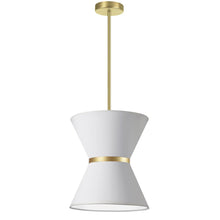 1LT Incand Pendant, AGB, GLD ring, WH Shade