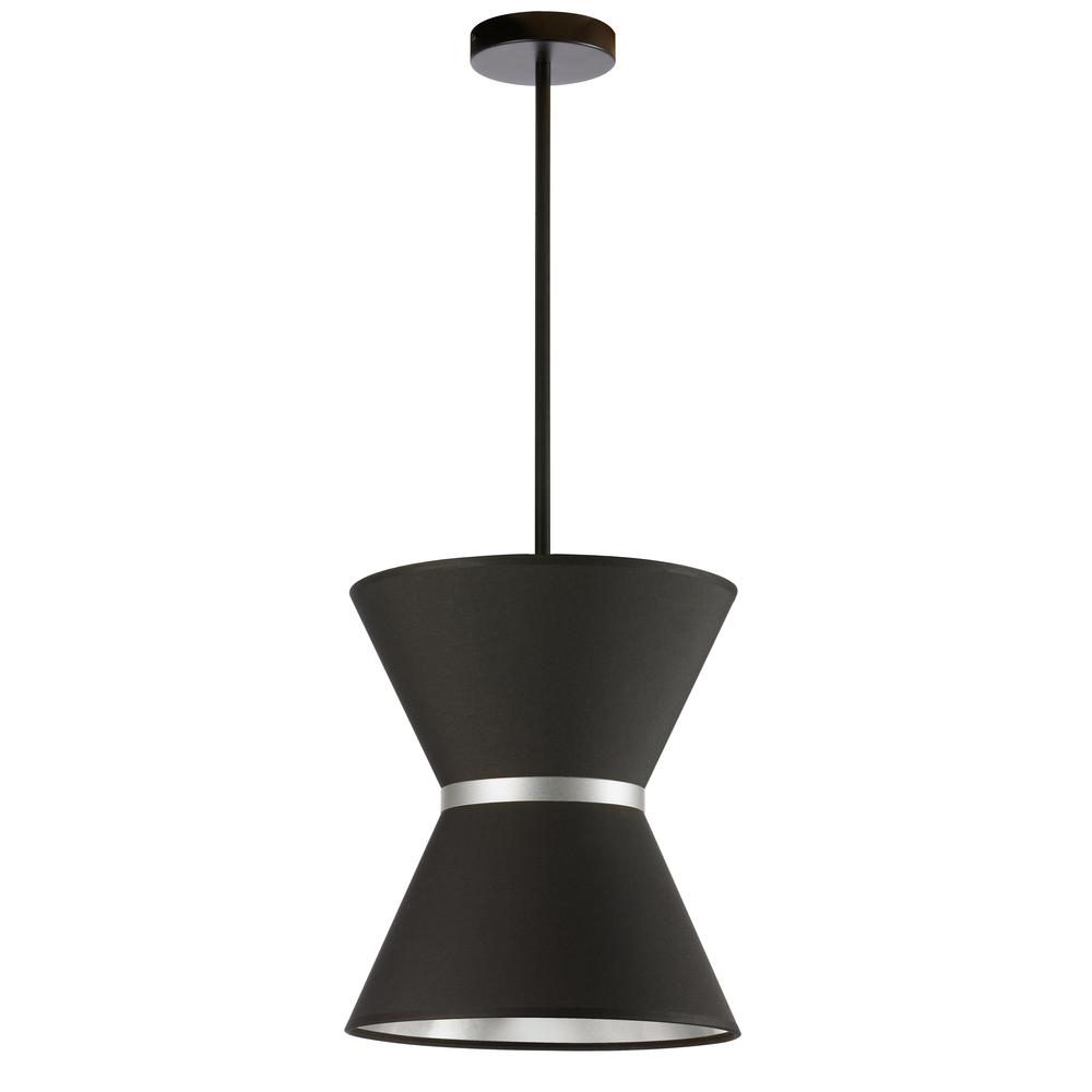 1LT Incand Pendant, MB, SLV ring,  BK/SLV Shade