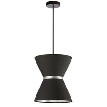 1LT Incand Pendant, MB, SLV ring,  BK/SLV Shade