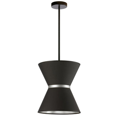 1LT Incand Pendant, MB, SLV ring,  BK/SLV Shade
